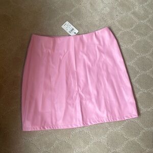 Pink Faux Leather Skirt